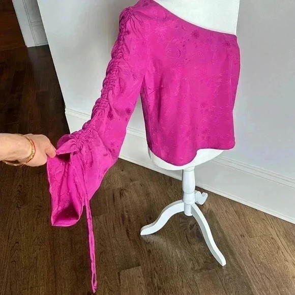 Topshop one shoulder volume sleeve top size us 6 - Picture 4 of 8